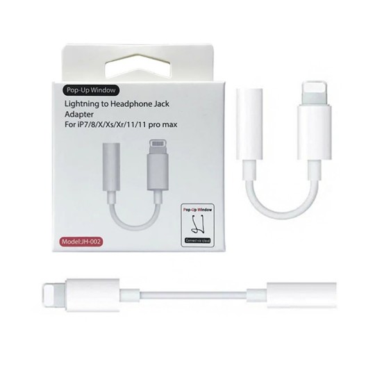 Adaptador de Auriculares Relámpago de 8 Pines a Conector de 3,5 mm JH-002 para iPhone 7/8/X/Xs/Xr/11/11 Pro Max/12/12 Pro/13/13 Pro Max Blanco